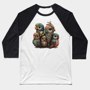 Cute Boho Bird Parrot Family Baseball T-Shirt